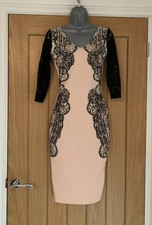 Nude & Black 3/4 Sleeve Dress