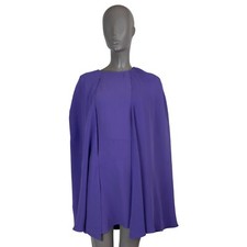 70547 auth VALENTINO purple silk 2022 CAPE SLEEVE CADY MINI Dress 46 XL
