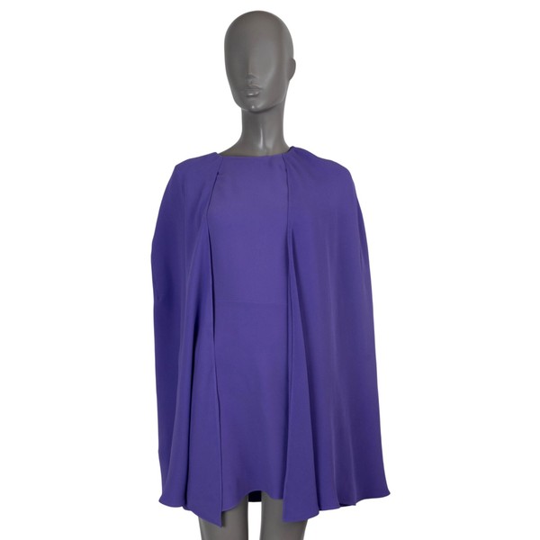 70547 authentisches VALENTINO lila Seide 2022 CAPE SLEEVE CADY MINI Kleid 46 XL