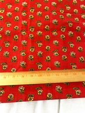 Vintage Peter Pan Fabrics cotton fabric /yellow floral on red 1 yd 32"x 45"