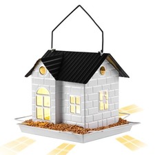 Solar Bird Feeder for Outdoors Hanging Squirrel Proof Feeders Metal House Wild