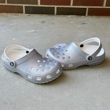 Crocs Classic Glitter II Slip On Clog Women 5 Silver
