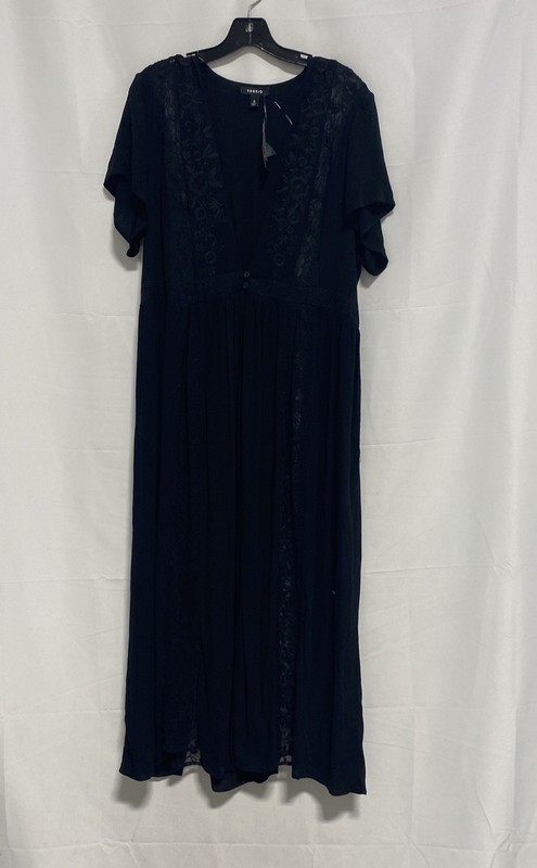 Torrid Women's Black Embroidered Mesh Crepe Duster Kimono Dress Size 0 NWT