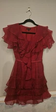 Rachel Zoe Red Scarlet Beautifully Delicate and Striking Silk Dress Size 0
