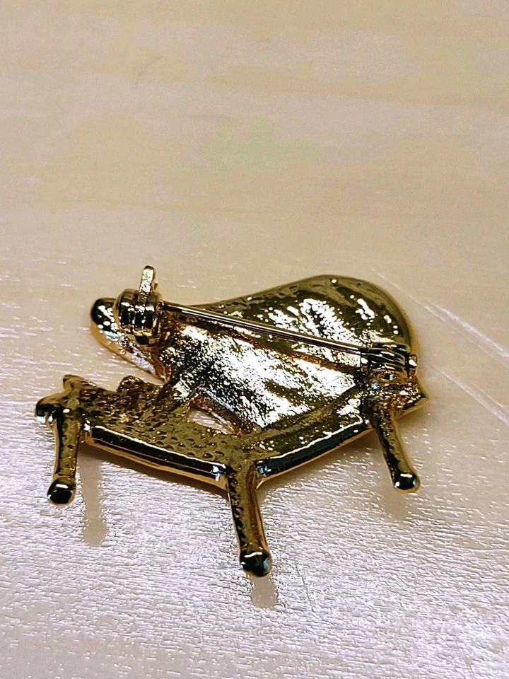 ВИНТАЖНЫЙ ЗОЛОТОЙ ТОН И КРИСТАЛЛ КАМНЯ ФОРТЕПИАНО БРОШЬ ЗАКОЛКА - Изображение 4 из 4