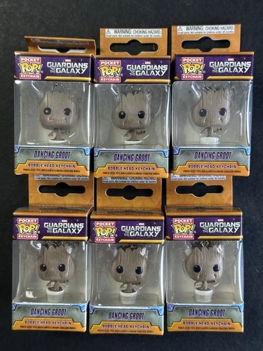 (6) Funko Marvel Guardians of the Galaxy Pocket POP! Dancing Baby Groot Keychain