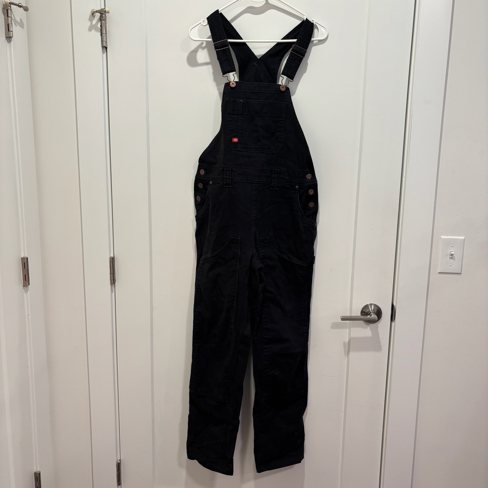 Dickies Womens Black Duck Canvas Bib Overalls FB2500RBK Size XS 28 Inseam