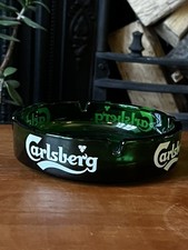 Carlsberg Pub Ashtray Green Glass Wide Barware Brewery Beer Logo Man Cave Gift