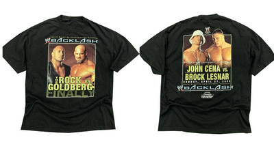 WWE Backlash 2003 The Rock Goldberg John Cena Brock Lesnar T-shirt Reprint NEW