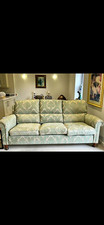 Duresta Traditional Damask large 3-4 Seater Sofa Scroll Arms Green/Beige 227cm