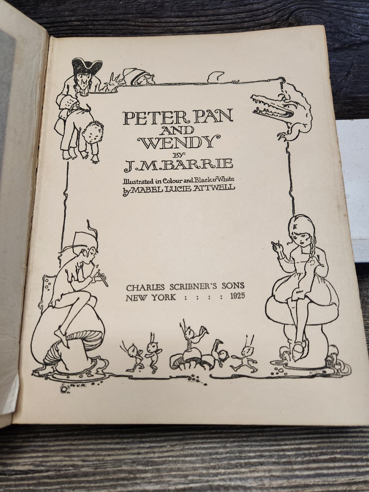 1925 Antique Classic Children's Book "Peter Pan & Wendy" J.M. Barrie