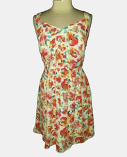 FOREVER 21 Plus Size 1X A-Line Dress Pink White Blue Orange Floral Sleeveless