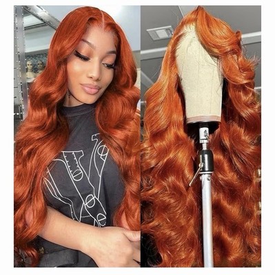 Ginger Orange 30 Inch Lace Front WigHuman Hair Body Wave Wavy 13x6 HD Lace Front