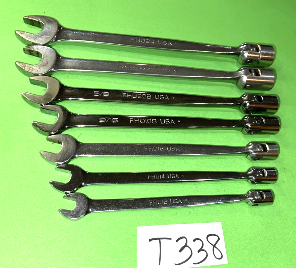 Sae Tools SNAP-ON TOOLS 7 PIECE SAE. COMBINATION FLEX-HEAD/OPEN-END WRENCH SET ...