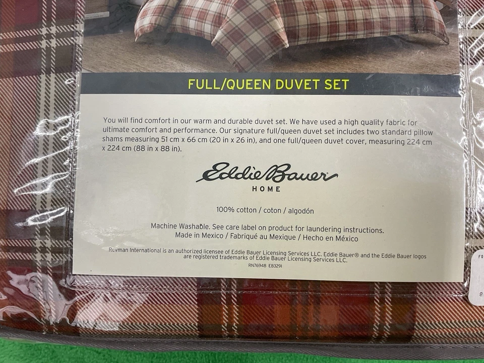 Eddie Bauer Edgewood Plaid Duvet Set - Multi Red (Full/Queen) - Image 4 of 4