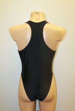 Women One-piece Leotard 203-15 Bottom Half Deep Neckline Black Spandex Size M