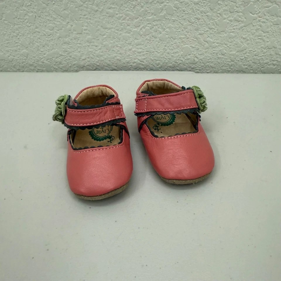 Livie & Luca Cuero Rosa Mary Jane Suela Suave Zapatos Cuna Bebé Niña talla 0-6 Meses Foto 2 de 4