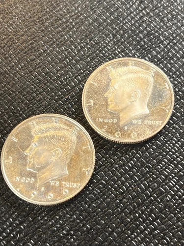 Lot Of (2) 90% 1999S & 2002S Silver Kennedy Half Dollar Proof ($1 Face) #1068