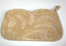 Vintage La Regale Cream Pearl Beaded Zipped Clutch Evening Bag Purse Exclusive