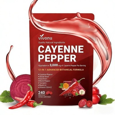 VIVONU Cayenne Pepper 240 Softgels, Heart & Vascular Health Supplement NEW