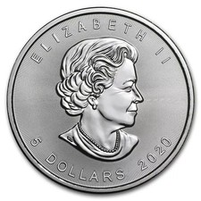 2020 Canadian Maple Leaf 1 oz .9999 Silver Coin $ 5 Dollars
