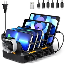Honcila 6-in-1 USB Charging Station Dock for Phone Tablet iPhone iPad 50W Org...