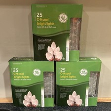 GE C9 Cool Bright Classic String Christmas Lights Clear 16 ft 3 Boxes 75 Bulbs