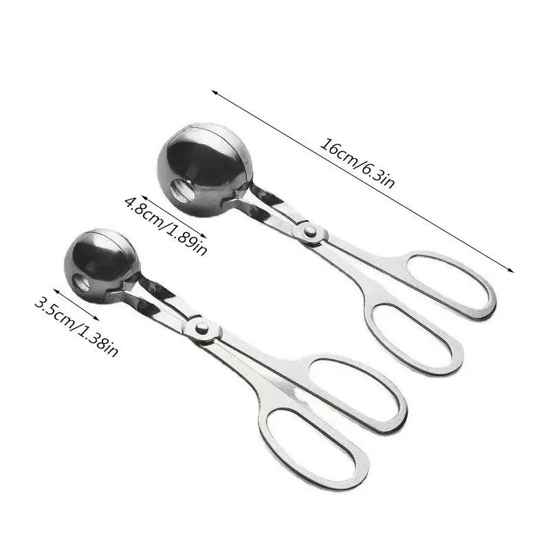 Two Piece Meatball Maker Stainless Steel Non Stick Shaper Tongs Kitchen Tool
