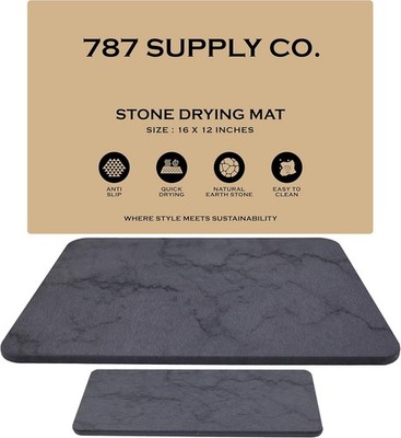 J.B Large Stone Drying Mat Kitchen Counter Quick Dry Stone Mat W/ Sink Caddy