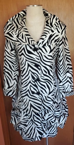 Cappotto donna Jerry T bianco e nero stampa tigre pea coat arruffato tg. S/M - Foto 2 di 19