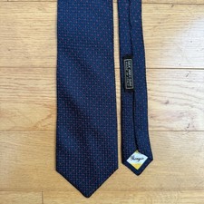 Giorgio Beverly Hills Navy  Red Dot 100 Silk Necktie   Made in Italy