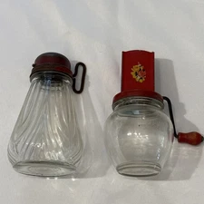 Anchor Hocking and Hazel Atlas Set of 2 Glass Vintage Nut Spice Grinder Choppers