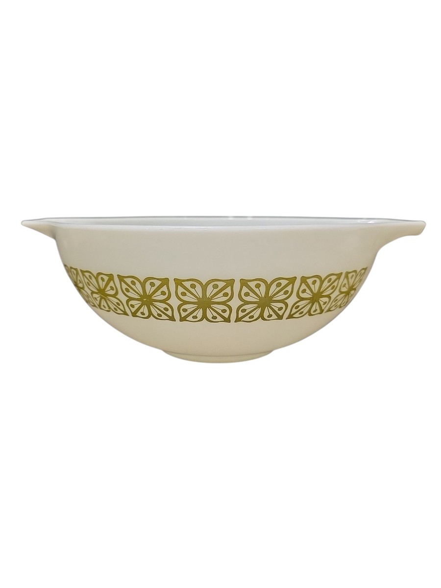 Pyrex 444 Verde Qt Cinderella Mixing Bowl Avocado Green Flower