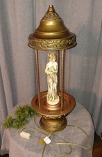 30" Vtge Table Top Rain Oil Lamp Updated Wiring-Cleaned CHOOSE GODDESS, FastShip