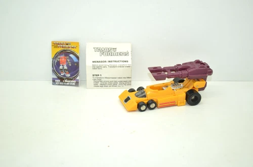 Original 1985 G1 Transformers Stunticon DRAGSTRIP Menasor Near Complete Card