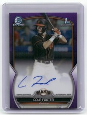 2023 Bowman Draft #CDA-CF Cole Foster Autographs Purple Refractor #/250