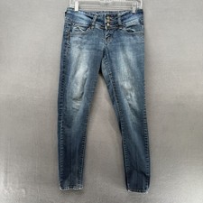 YMI Jeans Womens 7 Blue Denim Skinny Wannabettabutt 3-Button Low Rise