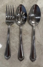 3pc Serving: Tablespoon/Pierced Spoon/Fork Wallace CHATHAM BEAD 18/10 Stainless
