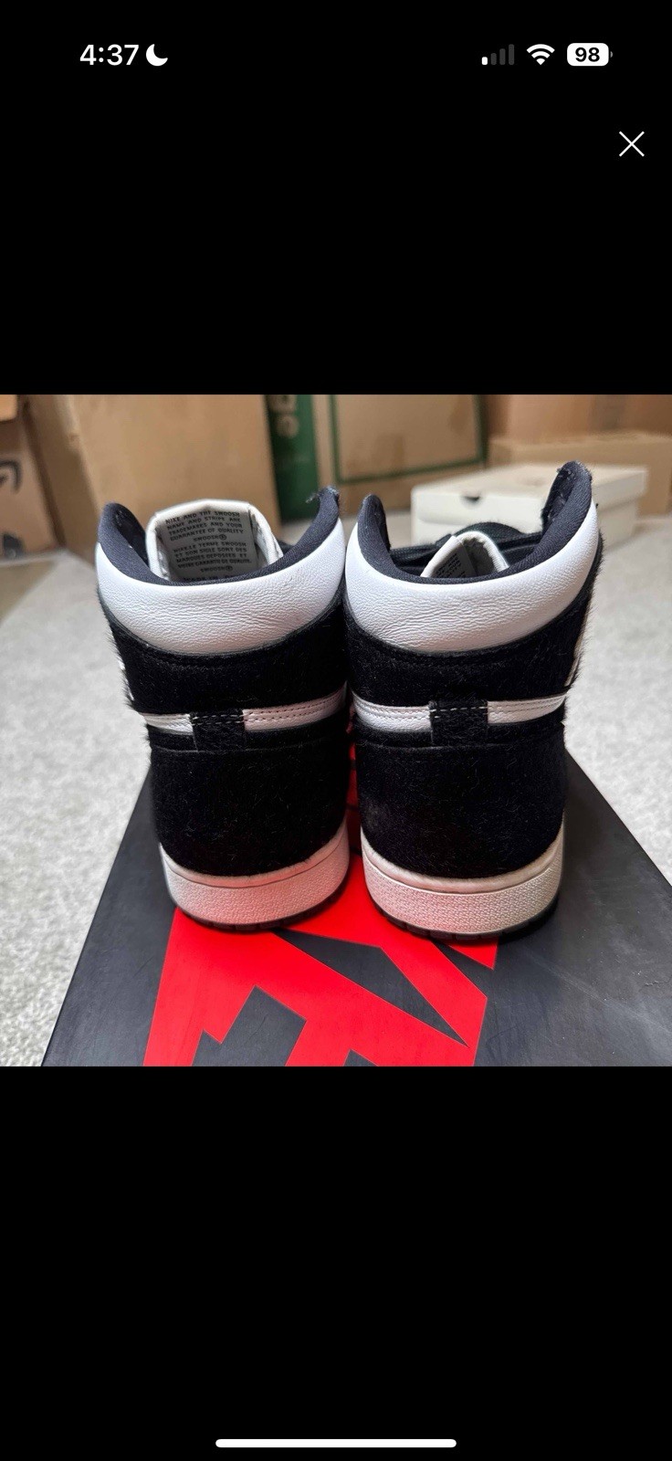 PONY Taglia 8.5W 7M Nike Air Jordan 1 Retro High Twist Nero Bianco Autentiche