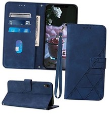 Compatible for iPhone XR Wallet Case, Kickstand Wrist Strap Card Holder Blue