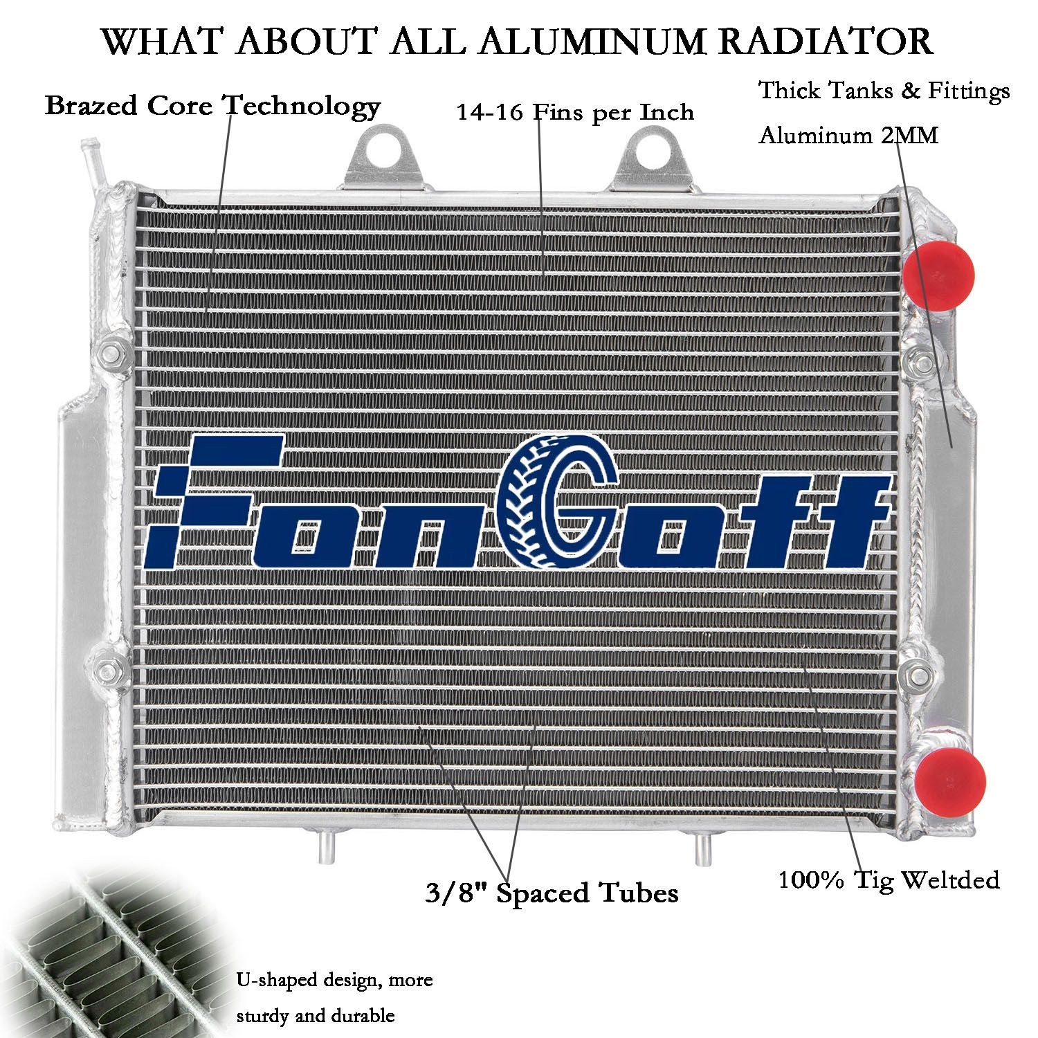 2 Row Aluminum Radiator Fits 2007-2017 16 Polaris RZR 570 RZR800 RZR800S 1240444