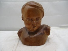 Geschnitzt – Holz Figur „Büste – Kindergesicht Puppengesicht“ 19x17 cm