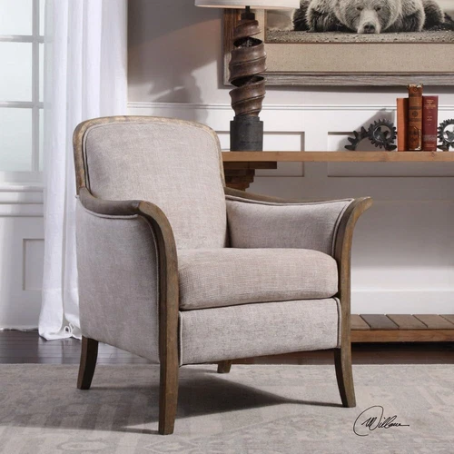 Transitional Taupe Accent Chair - Brittoney 23369 Stylish Comfort - Picture 2 of 6