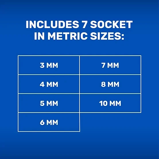 JobSmart 3/8" Drive Metric Hex Bit Socket Set JS202416 Hand Tool Durable 7 Pcs - Image 4 of 4