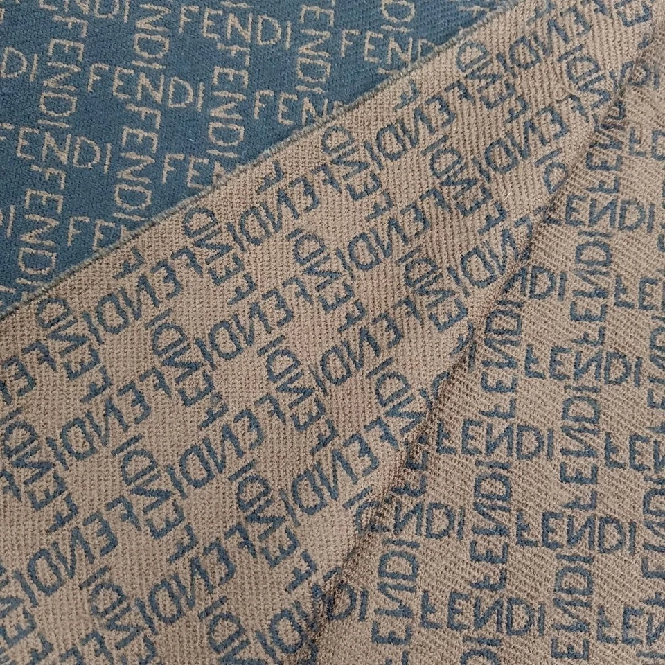 FF Fendi Mujer Unisex Bufanda Marrón Lana Y Cachemira Logo Hecho en Italia Foto 3 de 4