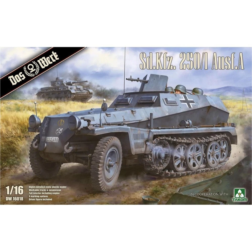 LOTTO PANZER : 1 KIT DAS WERK SCALA 1/16 SDKFZ 250/1 A CON PILOTA + 1 ZAINO WWII - Immagine 2 di 4