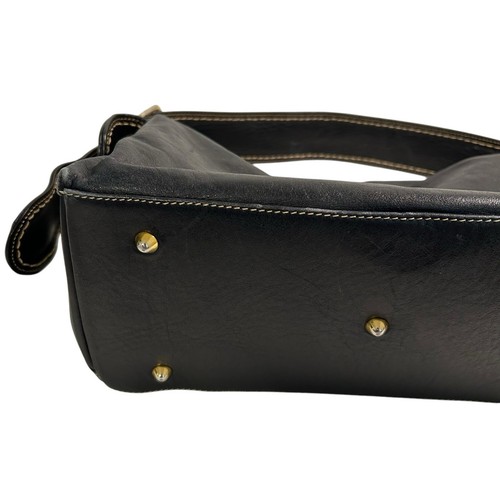 Vintage Marino Orlandi schwarze italienische Leder Schultertasche Schnalle verstellbarer Riemen - Bild 13 von 14