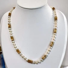 Natural 5-5.5mm Akoya Pearl necklace with 14K lined spacer beads 18 inches
