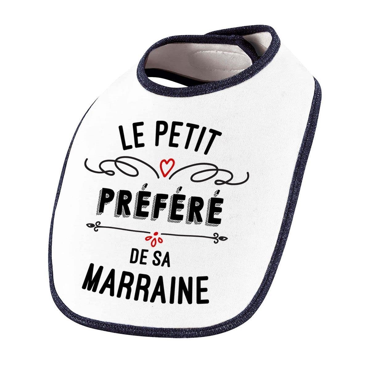 Bavoir bébé Le petit préféré de sa Marraine | Cadeau de baptême en coton blanc