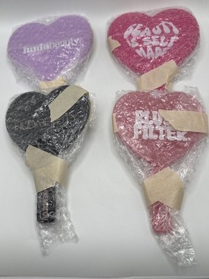 HUDA BEAUTY Set of 4 Hand Mirrors in Light Purple Black Light Pink & Bright Pink